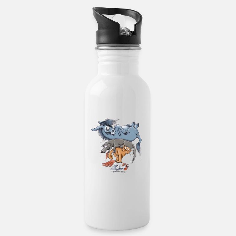 Worth A Try - Trinkflasche mit integriertem Trinkhalm - Weiß