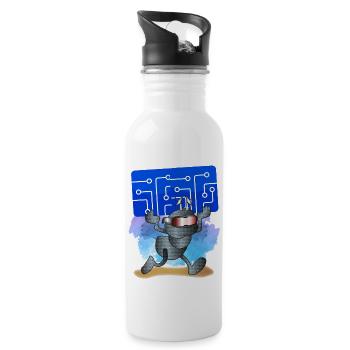 Cyborg-Ameise trägt einen Chip - Trinkflasche mit integriertem Trinkhalm - Weiß - Rechts