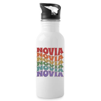 Novia Girlfriend Engagement Bridal Shower Wedding - Water bottle with straw - white - Right