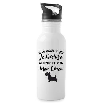 Mon Chien déchire 2 - Gourde avec paille intégrée - blanc - Droite