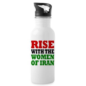 Rise with the women of iran - Trinkflasche mit integriertem Trinkhalm - Weiß - Rechts