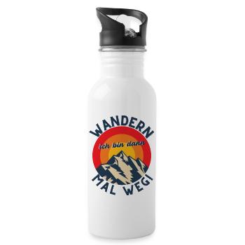 Wandern ich bin dann mal weg! - Outdoor Berge Alm - Trinkflasche mit integriertem Trinkhalm - Weiß - Rechts
