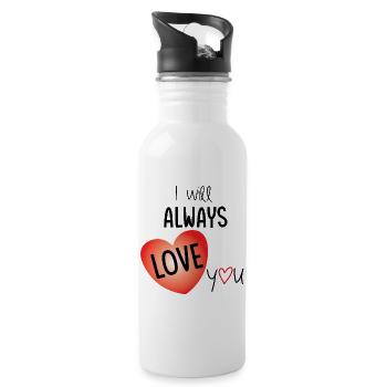 I will always love you - love illustration - Water bottle with straw - white - Right