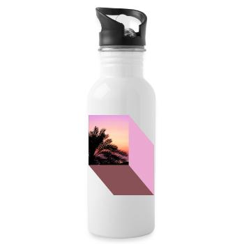 T-Shirt Urlaub Strand Palmen Ferien Sommer Sonne - Trinkflasche mit integriertem Trinkhalm - Weiß - Rechts