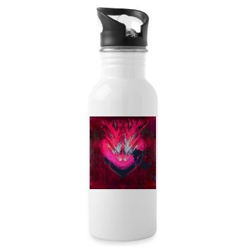 Neon Heart in Dark Red - Water bottle with straw - white - Right