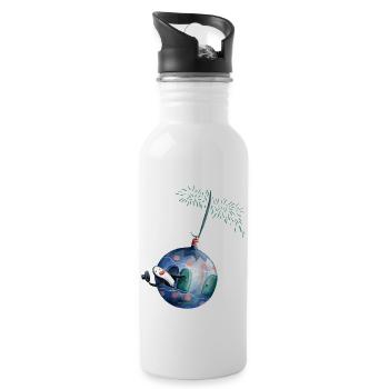 Weihnachtskugel Pinguin - Trinkflasche mit integriertem Trinkhalm - Weiß - Rechts