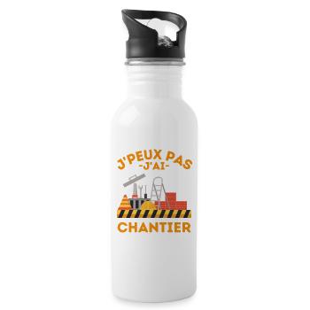 Je peux pas j ai chantiet de construction - Gourde avec paille intégrée - blanc - Droite