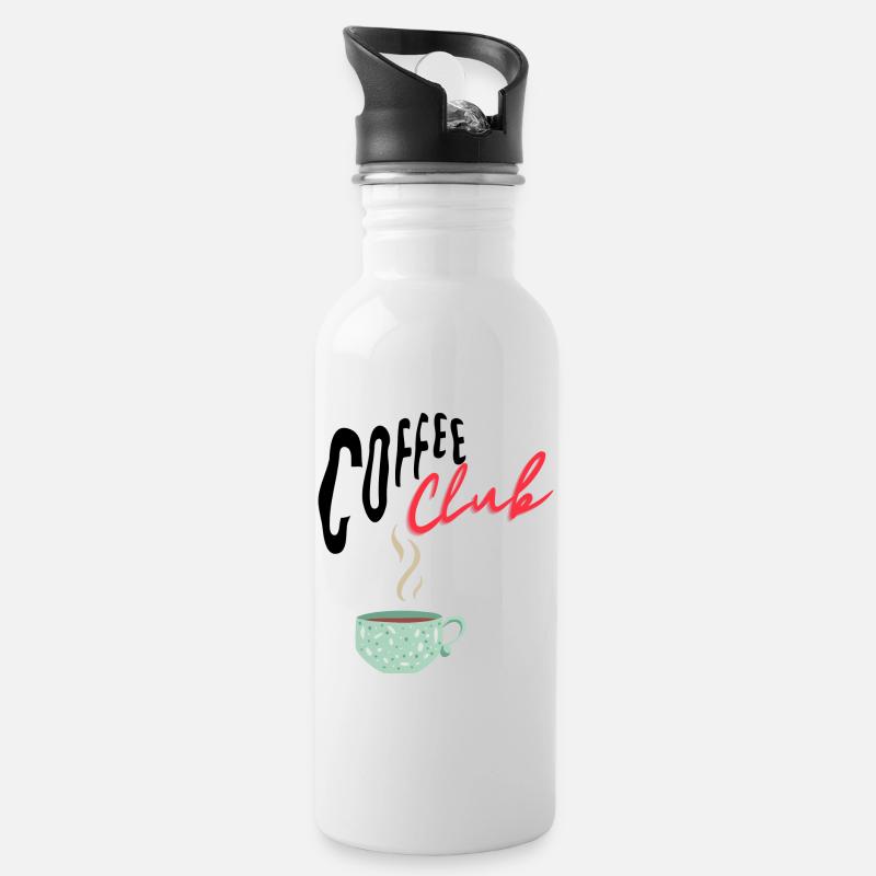 Coffee Club - Trinkflasche mit integriertem Trinkhalm - Weiß