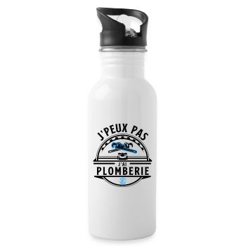 Plomberie - Gourde avec paille intégrée - blanc - Droite