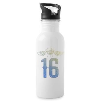 16 Zahl Krone - Trinkflasche mit integriertem Trinkhalm - Weiß - Rechts