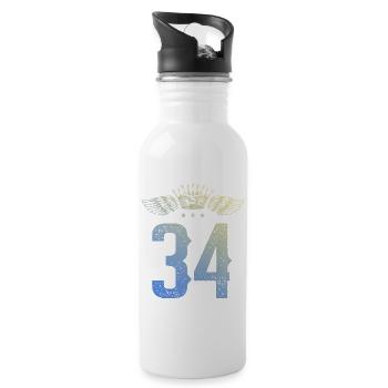 34 Zahl Krone - Trinkflasche mit integriertem Trinkhalm - Weiß - Rechts