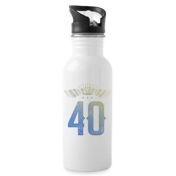 40 Zahl Krone - Trinkflasche mit integriertem Trinkhalm - Weiß - Rechts