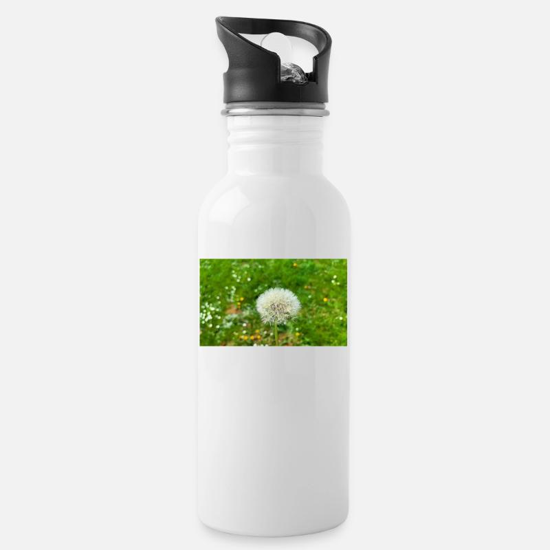 Dandelion - Water bottle with straw - white