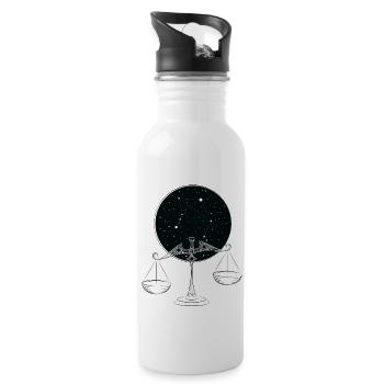 Sternzeichen Waage - Trinkflasche mit integriertem Trinkhalm - Weiß - Rechts