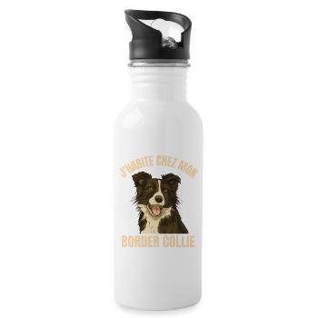 J HABITE CHEZ MON BORDER COLLIE 2 - Gourde avec paille intégrée - blanc - Droite