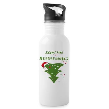 schöne Bescherung, Tannenbaum - Trinkflasche mit integriertem Trinkhalm - Weiß - Rechts