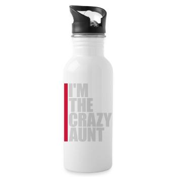 im the crazy aunt - Trinkflasche mit integriertem Trinkhalm - Weiß - Rechts