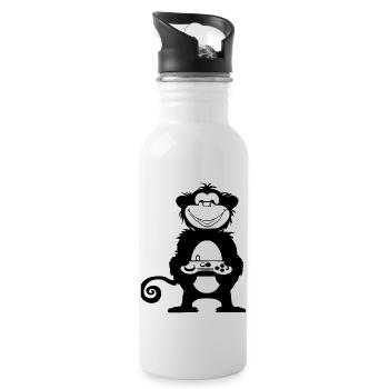 Cooles Design für alle Zocker - Trinkflasche mit integriertem Trinkhalm - Weiß - Rechts