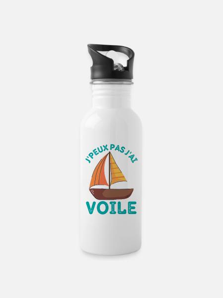Bateau à voile 1 - Gourde avec paille intégrée - blanc