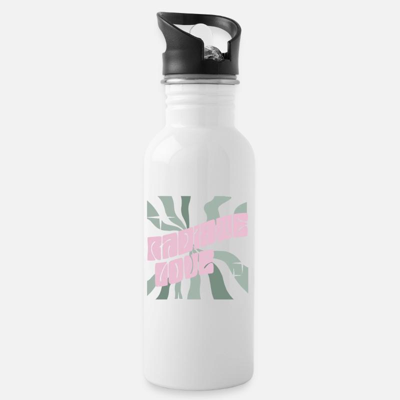 radiate love white - Trinkflasche mit integriertem Trinkhalm - Weiß