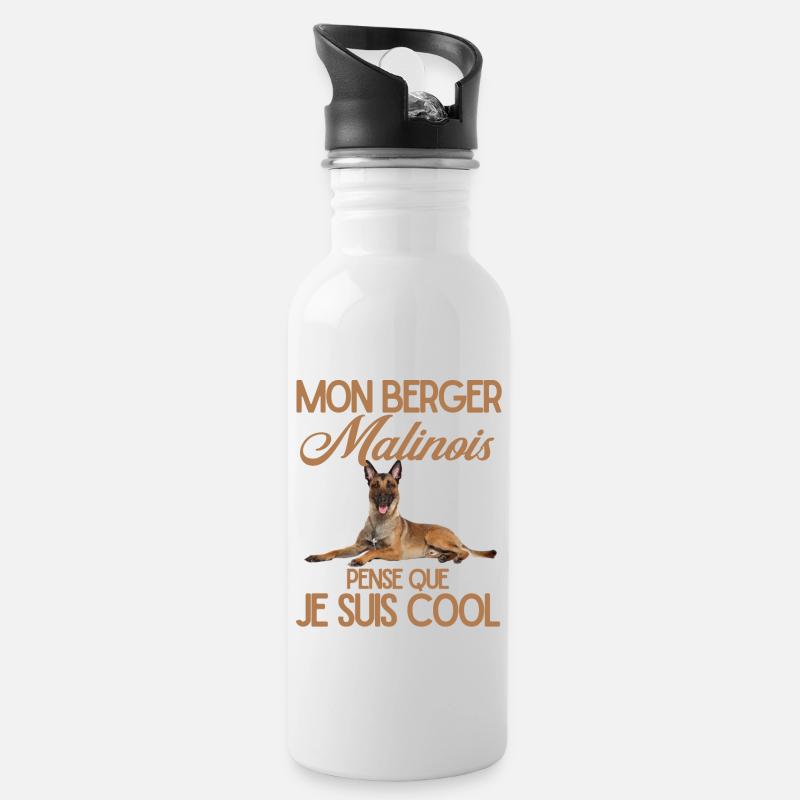 Berger malinois - Gourde avec paille intégrée - blanc