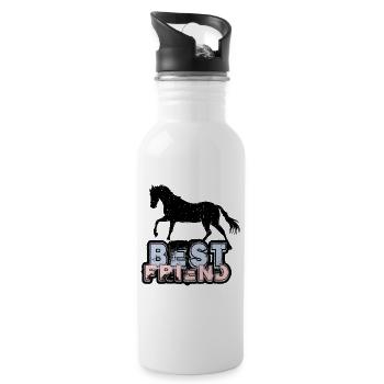Meilleur ami Horse Pferd - Gourde avec paille intégrée - blanc - Droite