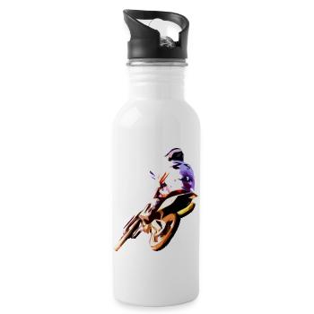 Motocross Racing T-Shirt Enduro T Shirt Supercross - Trinkflasche mit integriertem Trinkhalm - Weiß - Rechts