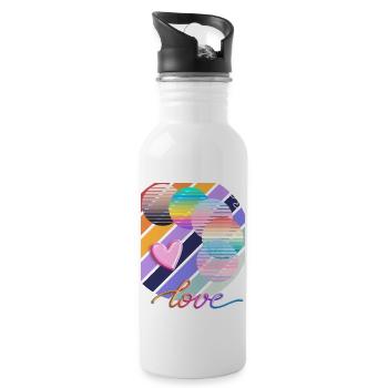 colourful love 3 - Trinkflasche mit integriertem Trinkhalm - Weiß - Rechts