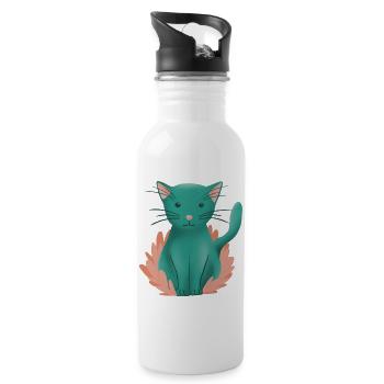 Cute kitten cat and nature - Water bottle with straw - white - Right