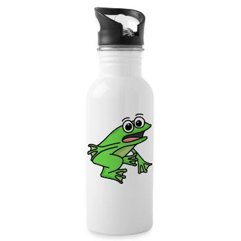 Frog motif - Water bottle with straw - white - Right