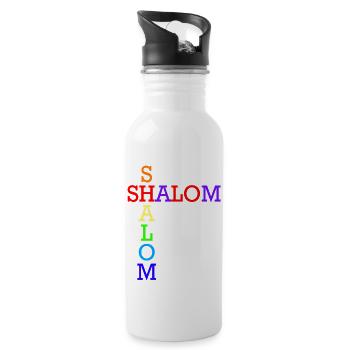SHALOM ARC EN CIEL CROISES - Gourde avec paille intégrée - blanc - Droite