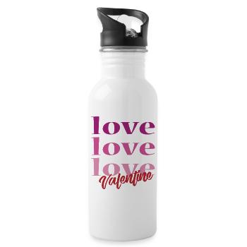 Valentine's Day t-shirt love Valentines day - Water bottle with straw - white - Right