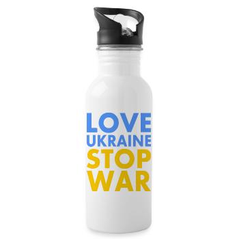 Love ukraine stop war - Water bottle with straw - white - Right