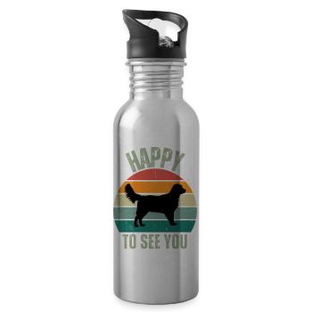 HAPPY TO SEE YOU - Water bottle with straw - silver - Right