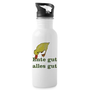 ente gut alles gut - Trinkflasche mit integriertem Trinkhalm - Weiß - Rechts