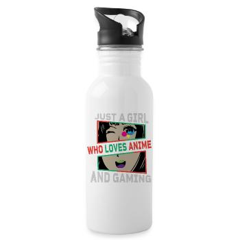 Just a Girl: Anime und Gaming - Trinkflasche mit integriertem Trinkhalm - Weiß - Rechts