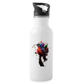 Oiseau fantastique unique - Gourde avec paille intégrée - blanc - Droite