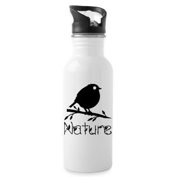 Nature wakes up (black) - Water bottle with straw - white - Right