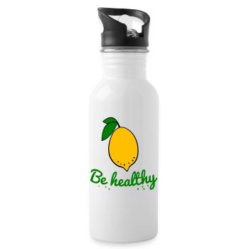 Zitrone, Gesundheit - Trinkflasche mit integriertem Trinkhalm - Weiß - Rechts