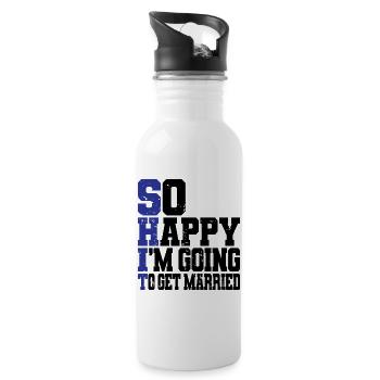 Funny Bachelor Party Engagement Wedding Married - Water bottle with straw - white - Right
