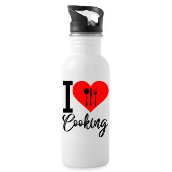 i love cooking - Water bottle with straw - white - Right