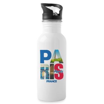 Paris France - Gourde avec paille intégrée - blanc - Droite