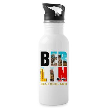 Berlin Deutschland Allemagne - Gourde avec paille intégrée - blanc - Droite