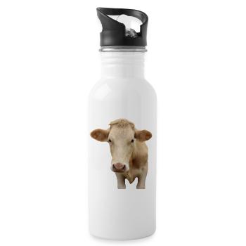 Personalized Cow T-Shirt Gift for Farmers - Water bottle with straw - white - Right