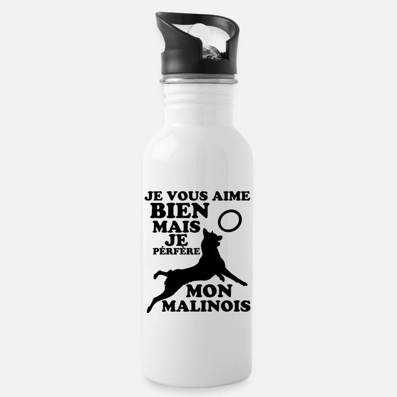 malinois 1 - Gourde avec paille intégrée - blanc