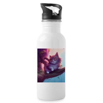 Most likely to take a nap - Valentine Cat - Water bottle with straw - white - Right