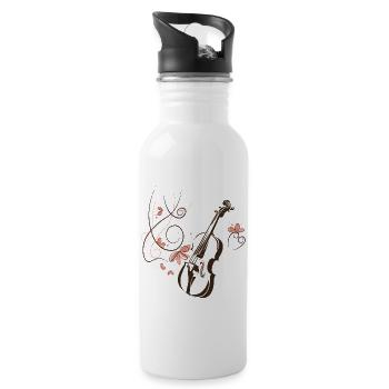 Violine Musiker Blumenranke - Trinkflasche mit integriertem Trinkhalm - Weiß - Rechts