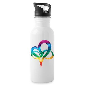 LGBTQ Regenbogen Herz Pride Heart Geschenk - Trinkflasche mit integriertem Trinkhalm - Weiß - Rechts