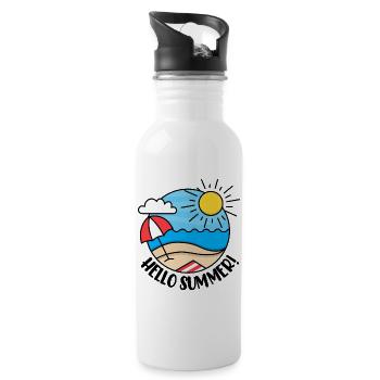 Hello Summer 2 - Water bottle with straw - white - Right