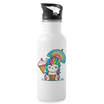 Unicorn Magic pour les enfants Un monde plein de fantaisie - Gourde avec paille intégrée - blanc - Droite